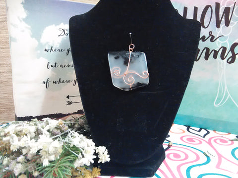 Hand-Wrapped Copper and Obsidian Pendant