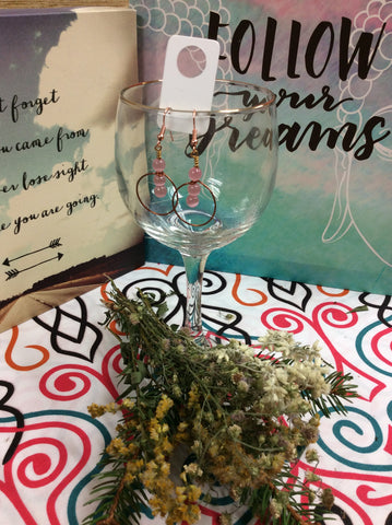 CU+ Wear Copper, Pink Cat's Eyes Hand-Crafted Copper Earrings 